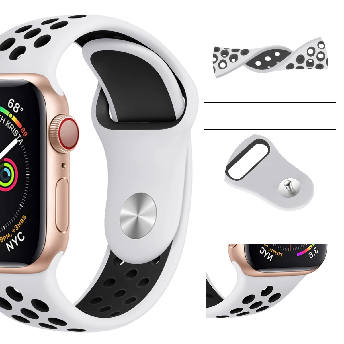 Силиконовые замена спортивный ремешок для наручных часов Apple Watch 38 мм 40 мм 42 44 мм браслетный ремешок для часов для наручных часов iWatch серии