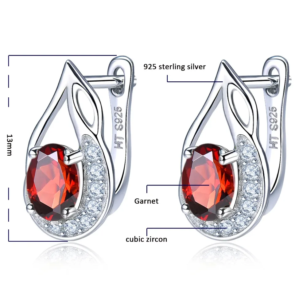 Hutang Гранат Серьги натуральный драгоценный камень циркон Твердые 925 пробы серебряные ювелирные изделия для женщин девушки лучший подарок