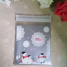 10*11+ 3 см,, 100 шт./лот мыло ручной работы упаковка мешок подарок/печенье мешки белого Рождество Снеговик Сумки