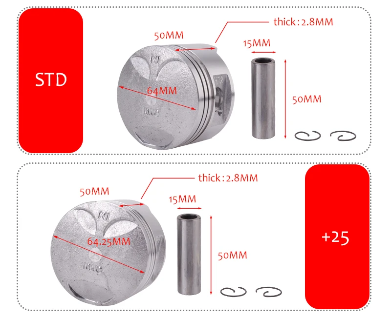 Детали двигателя мотоцикла поршни кольца набор 64 мм STD Стандарт+ 25+ 50+ 75 Размер цилиндра для Honda Steed400 BROS400 Shadow400