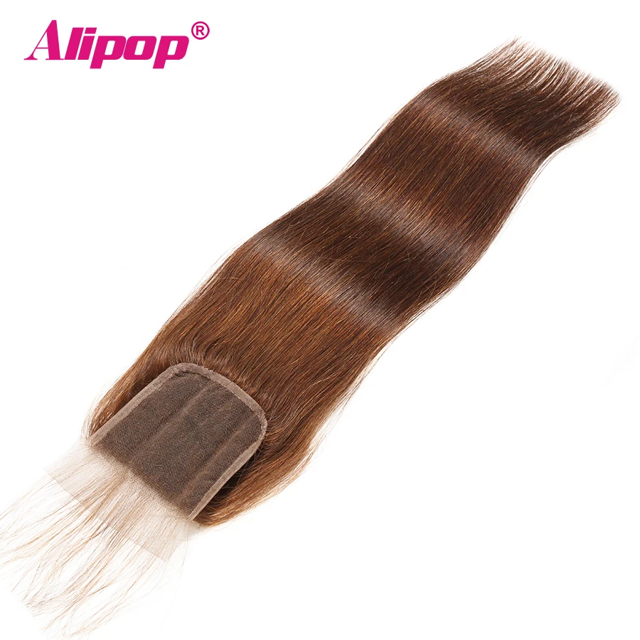 #2 Dark Brown Closure Colored Hair Brazilian Straight Closure With Baby Hair ALIPOP Non Remy Human Hair Closures 4x4 Swiss Lace (26)