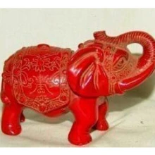 Изысканный Китай Тибет красный коралл статуя слона