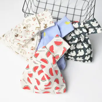 

Japanese Style Casual Bags Coin Purse Lunch Bags Artistic Handbags Stripe Knot Wrist Bags Fashion Tote Bags for Women