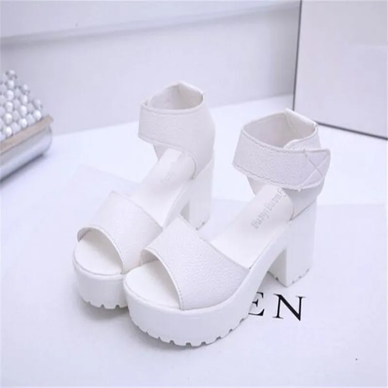 Women Sandals Hook & Loop Platform High Heels Lightweight EVA Cut-Outs Sandals Open Toe Women Sandals