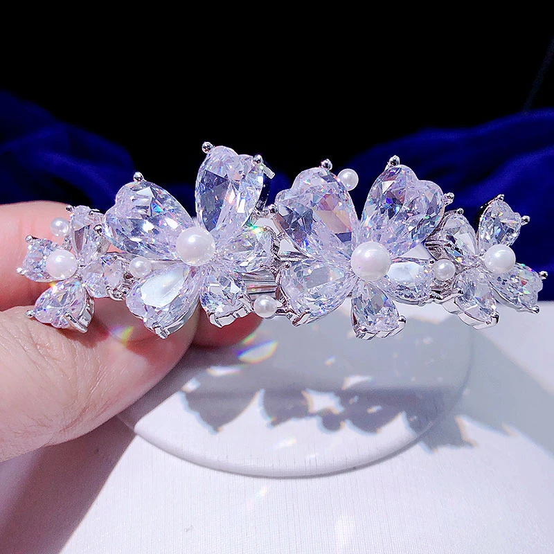 

ASNORA Zirconia flor horquilla rhinestone damas elegantes CZ horquilla accesorios para el cabello