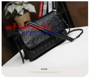 

by dhl or ems 50pcs Women Leather Handbag Skull Rivet Female Shoulder Bag Fashion Crossbody Bag Casual Tote Bags