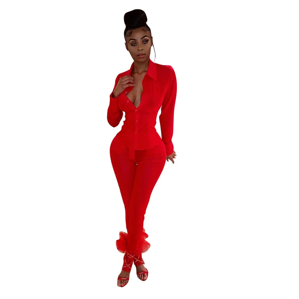 

Chiffon Transparent Sexy Cardigan Shirt and Tights Solid Color Suit Two-piece Ladies