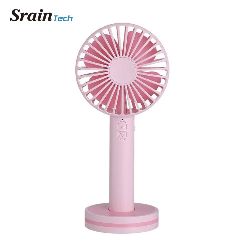 

SrainTech Portable Rechargeable Handheld Mini Fan With Makeup Mirror 2000mAh Battery USB Hand Fan With Magnetic Base