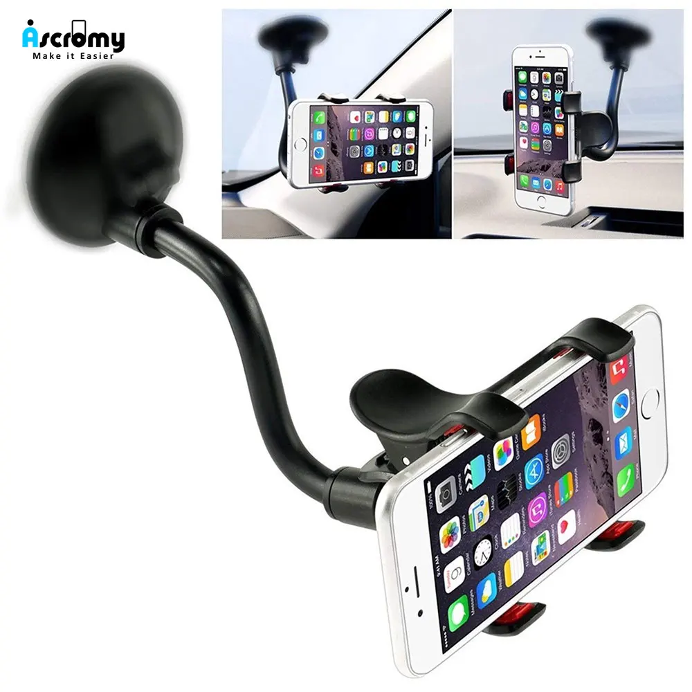 Ascromy Car Phone Mount Windshield Long Arm Clamp Universal Cell Phone Holder For Xiaomi Redmi Note 7 Pro iPhone X XS Max XR 8 6 (1)