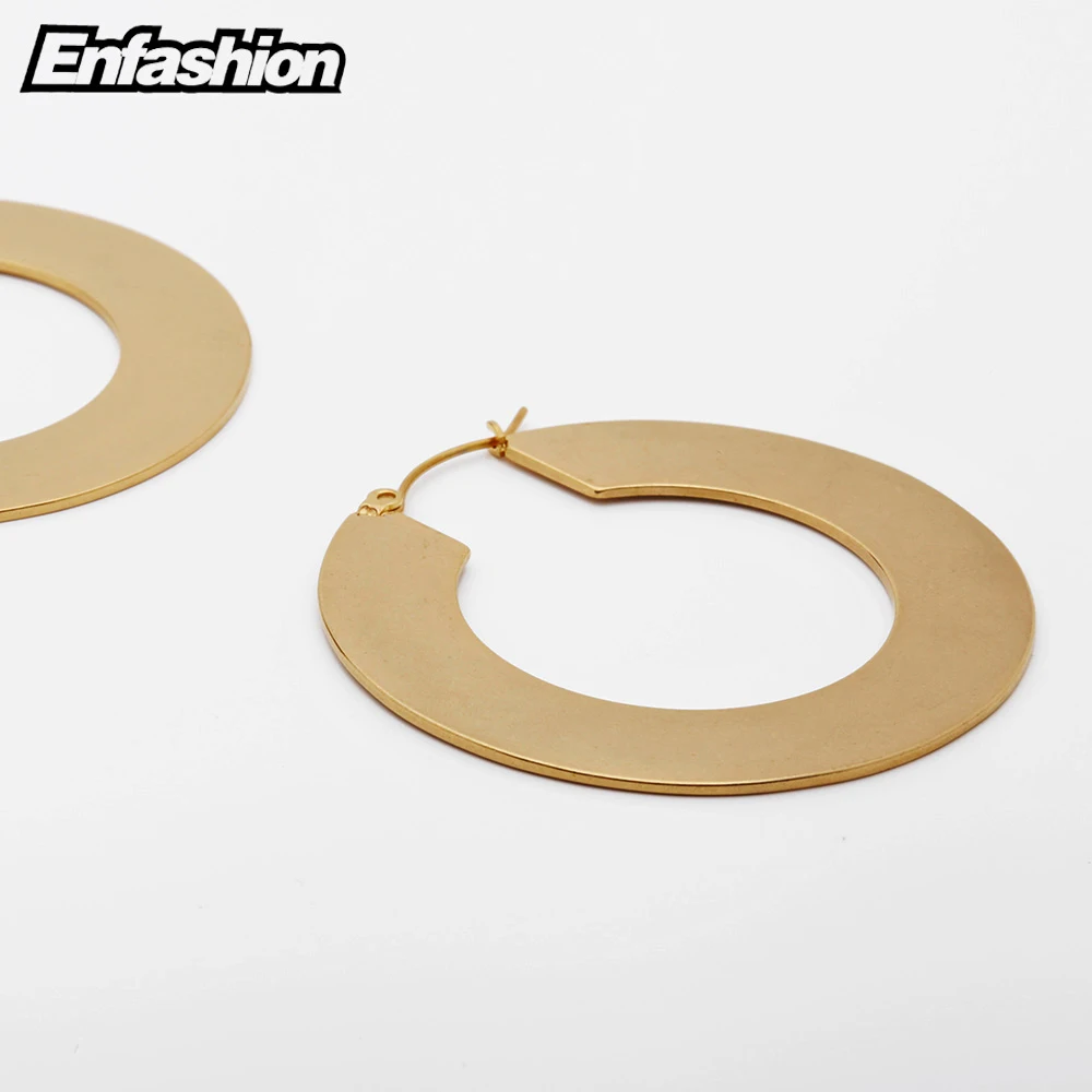 Enfashion большие Винтажные серьги-кольца матовые серьги золотистого цвета из нержавеющей стали круглые серьги для женщин ювелирные изделия