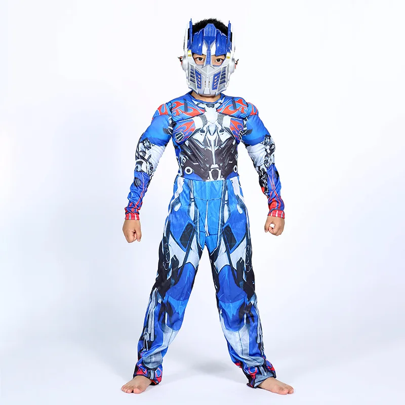 

Optimus Prime Bumble Muscle Jumpsuits+ Mask Halloween Costume for Kids Boys Girl The Transformers Movies Carnival Disfraz Mujer