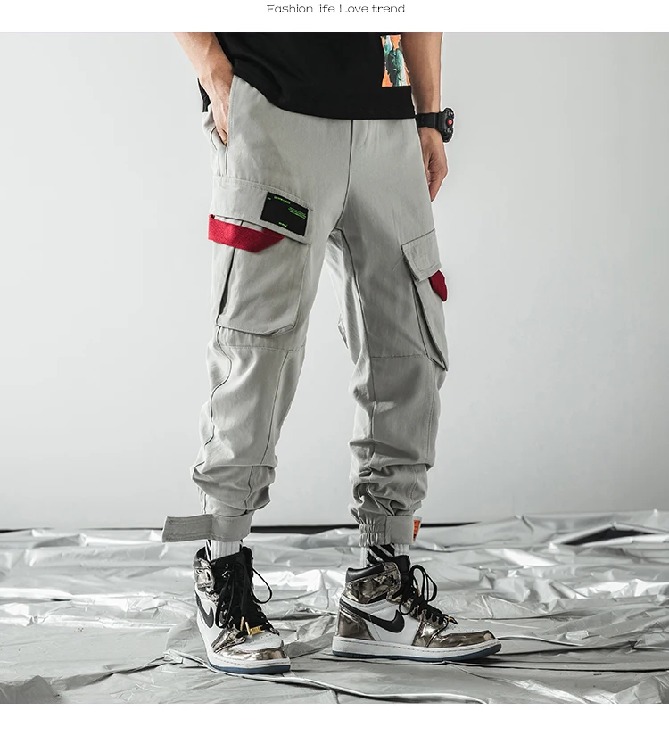 FUODRAO хип хоп Ленты Брюки карго мужские брюки для пробежек Harajuku уличная Japanes мужские брюки-шаровары мотобрюки спортивные штаны K196