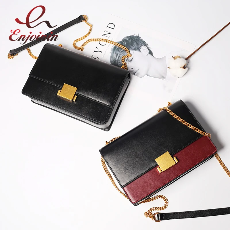 

New style fashion design splicing color Genuine Leather high quality ladies shoulder bag handbag female crossbody messenger bag