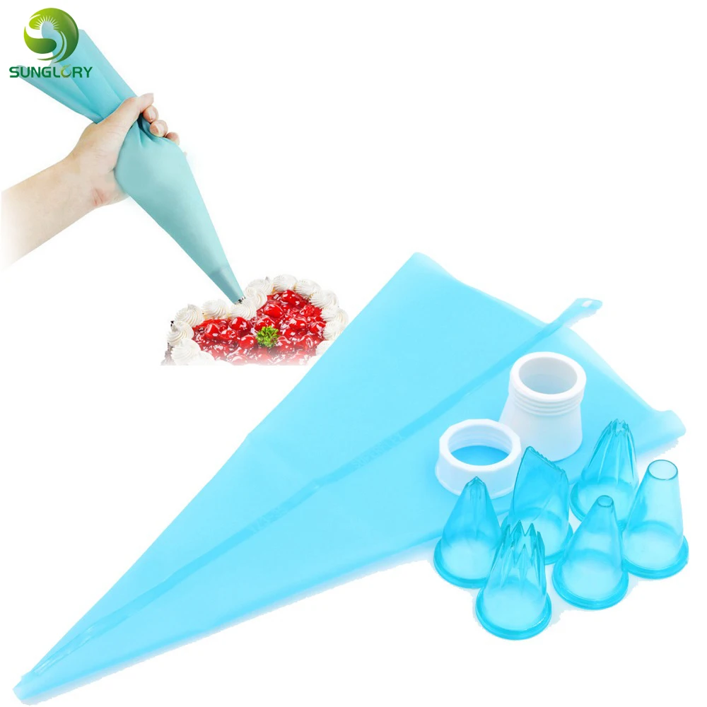 Buy 8PCS/SET Reusable Silicone Icing Piping Bag Set Kit Silicone Cream Pastry