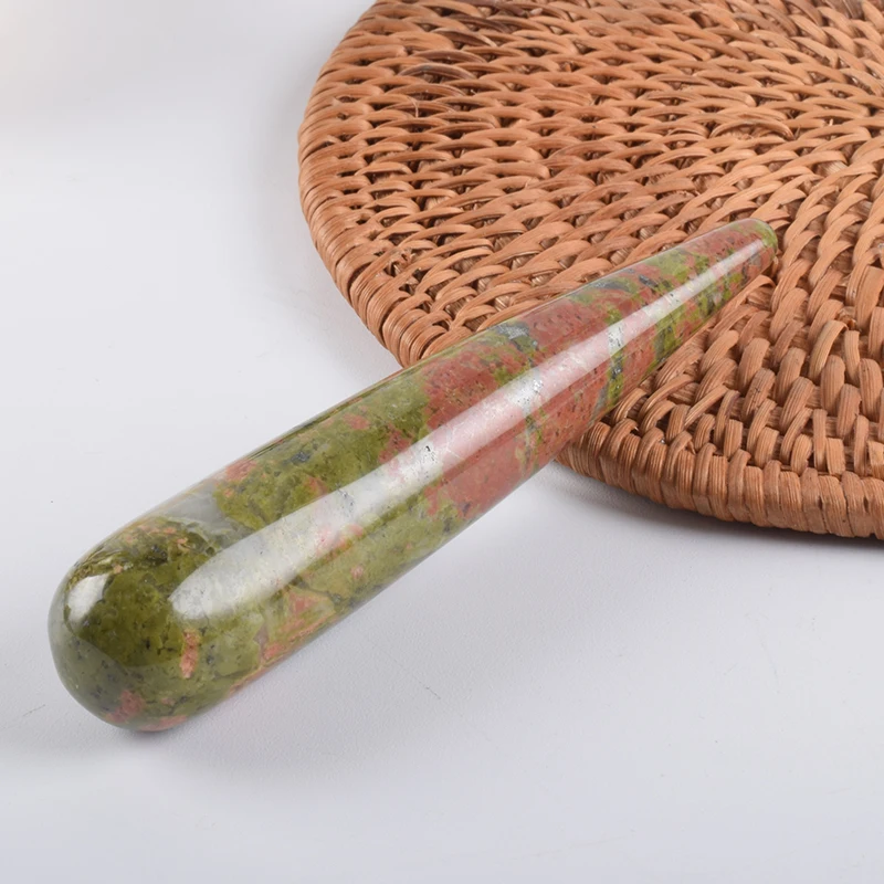 

Unakite Acupoint Pen Massage Wand Natural Stone Crystal Mineral Gua Sha Tool Yoni Wand Eye Face Care Beauty Pointed Stick