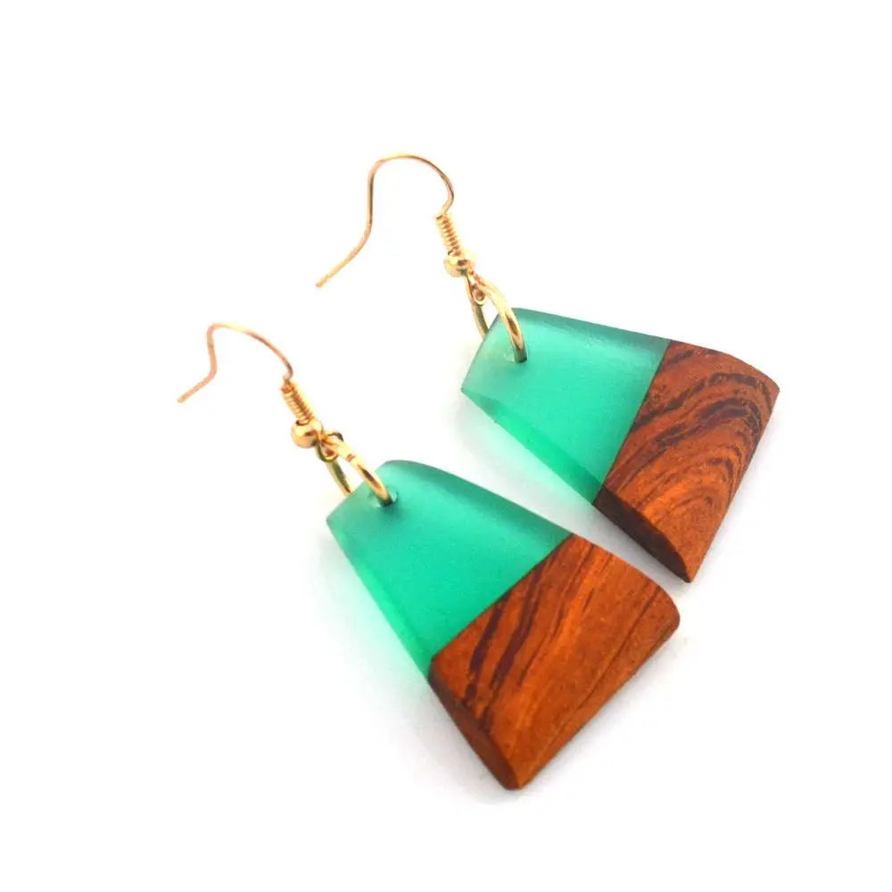 

Leanzni Fashion jewelry earrings, featuring geometric wood collocation, retro natural wood graining, hand polished, gifts