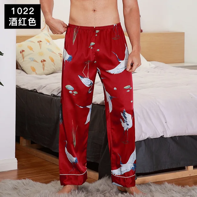 men's pajama sets New Arrival Silky Satin Men Sleep Bottoms Summer Casual Home Wear Animal Print Shorts Male Pyjama Short Skeep Pants black silk pajamas Men's Sleep & Lounge