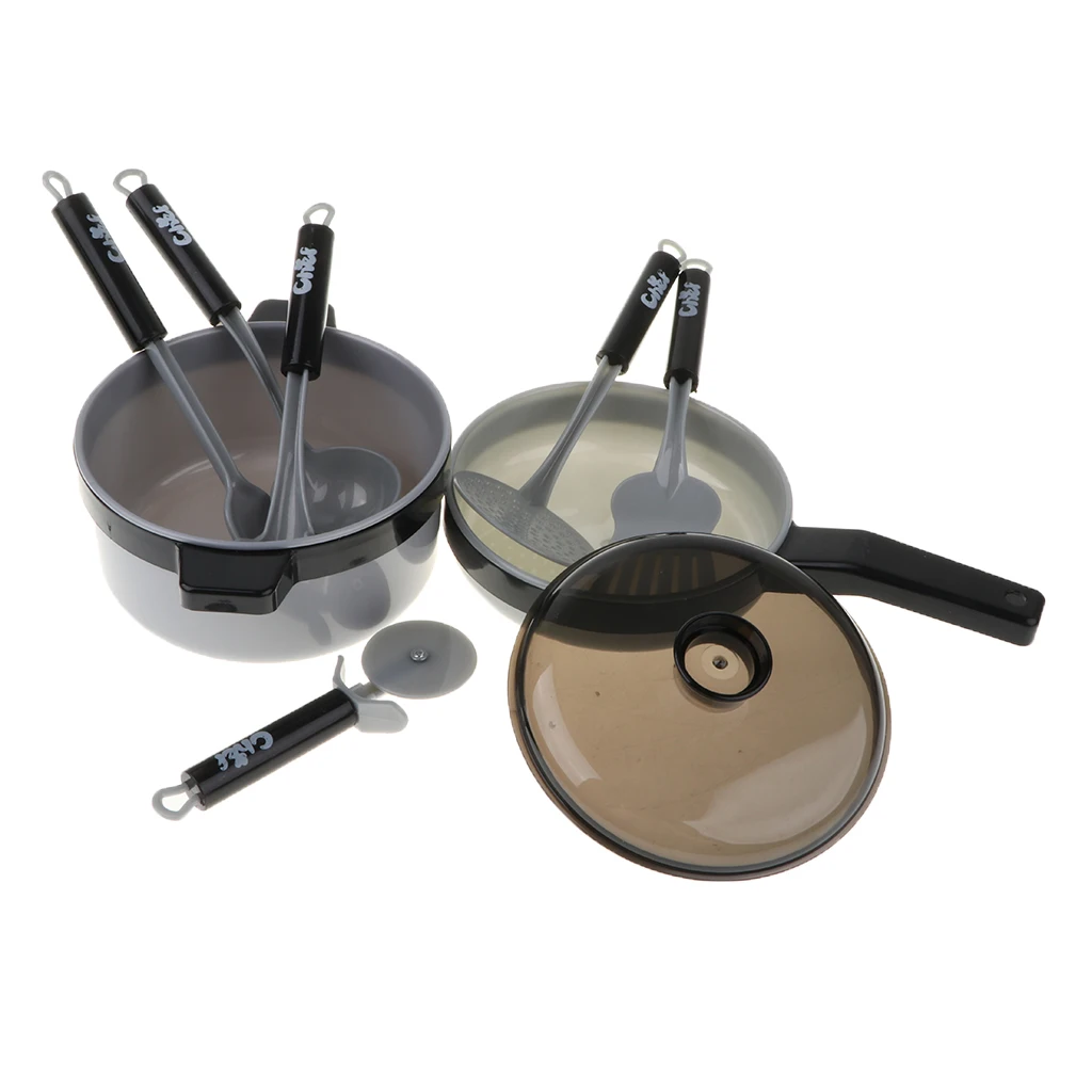 8pcs Simulation Kitchen Cookware Kids Pretend Play Cooking Toy Kitchen Cooking Utensils Toy Food Play Cutting Game Toys