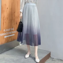 Весенняя модная женская кружевная юбка принцессы феи, 2 слоя, вуаль, фатиновая юбка, пышная модная юбка, длинные юбки-пачки