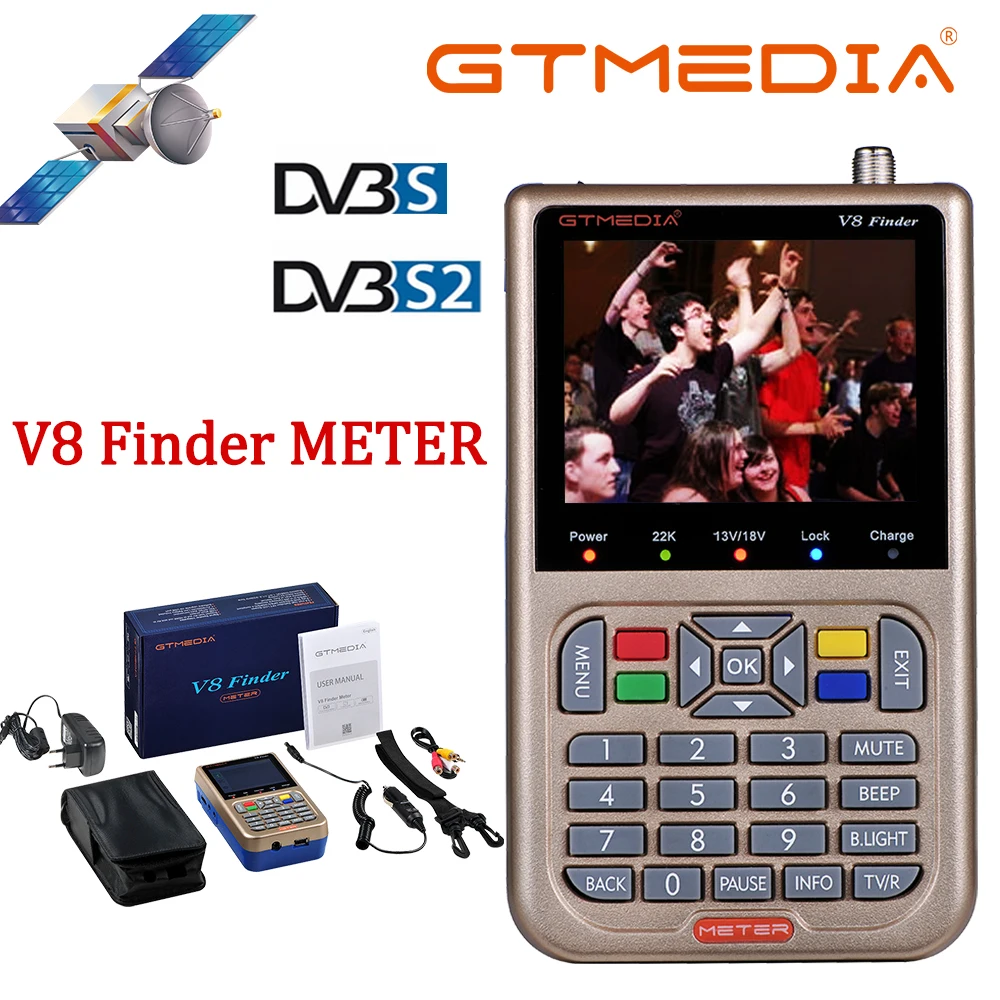 

Freesat v8 satellite finder meter Digital HD DVB-S2 High Definition Full 1080P MPEG-4 FTA Receptor with 3.5 inch LCD satfinder