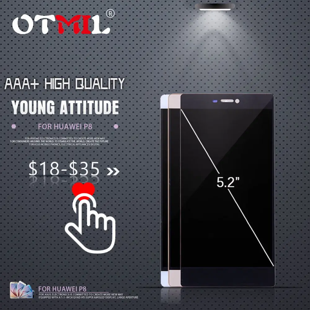 

OTMIL 100% New For HUAWEI P8 LCD Touch Screen Replacement with Frame GRA L09 gra-l09 gra-ul10 for HUAWEI P8 Display #1