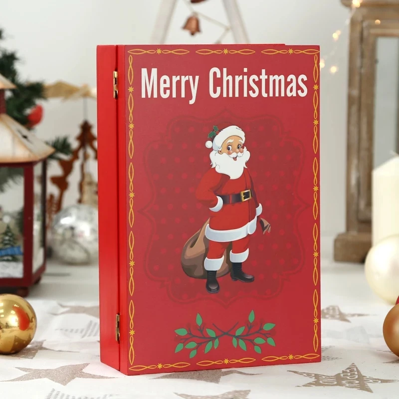 19.5*30cm Christmas Advent Calendar Lovely Creative Book Shape DIY Desktop Decoration Present 24 Small Pendant Free