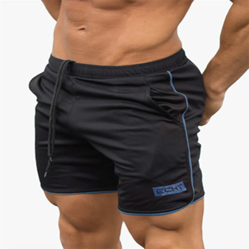 Летние мужские шорты для тренажерного зала, фитнеса, бодибилдинга, пробежек, тренировок, мужские брендовые Короткие штаны до колен, дышащие сетчатые спортивные штаны