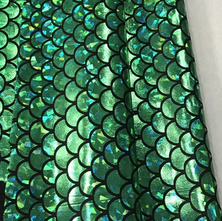 150*50 см зеленая блестящая ткань русалки голограмма спандекс 2 способ стрейч ткань для юбки хвост купальник костюм для сцены, Косплея - Цвет: E