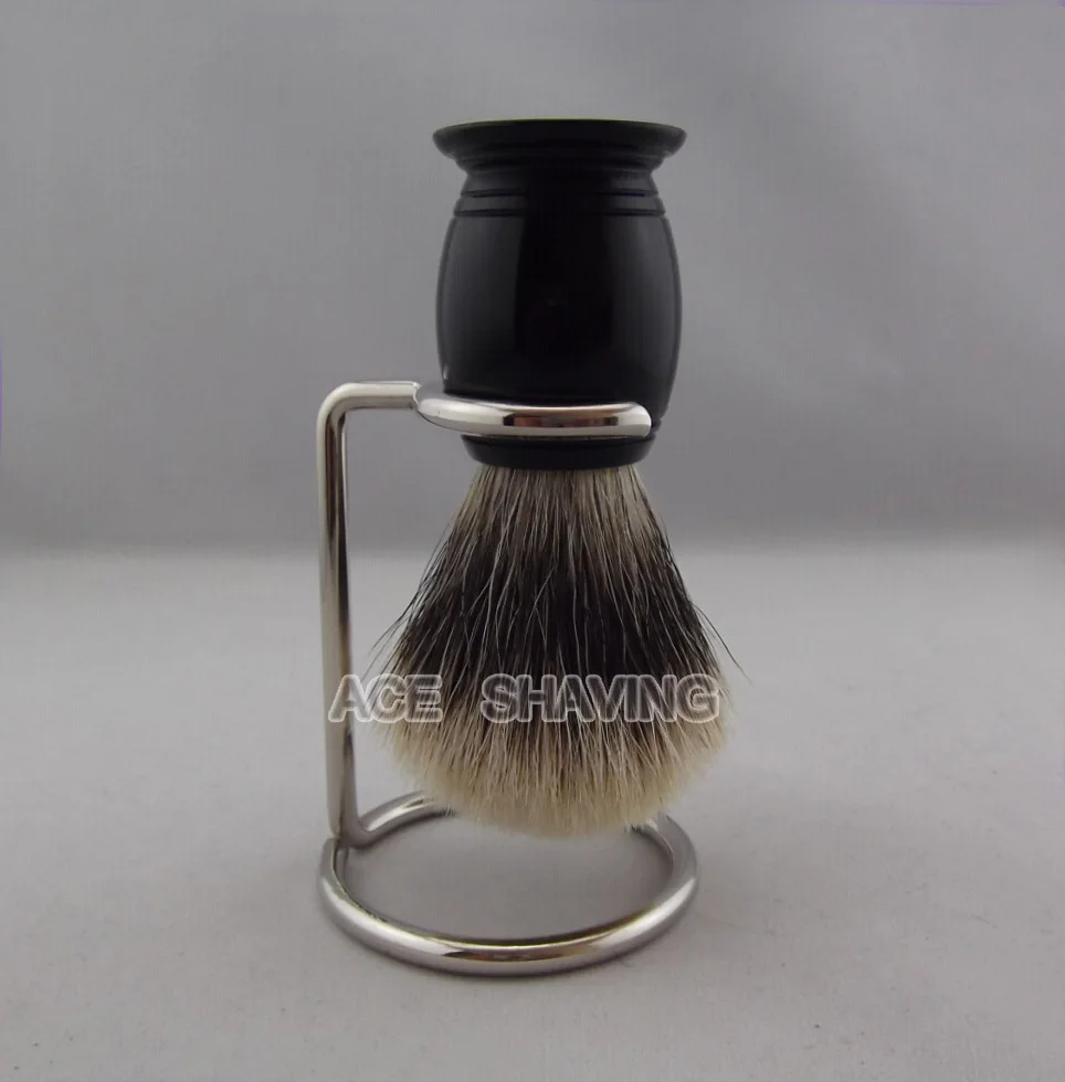 Acrylic Handle Finest Badger Hair Shaving Brush Metal Beard Brush Stand