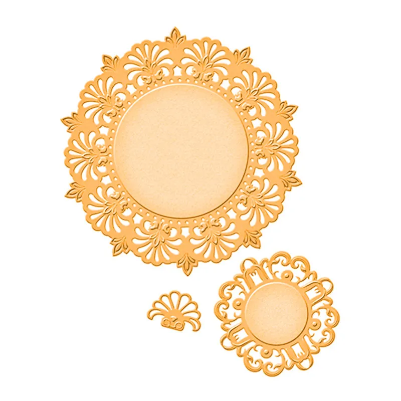 

YaMinSanNiO Circle Background Metal Cutting Dies Scrapbooking Frame Lace Craft Die Card Making Embossing Die Cuts Round Pattern