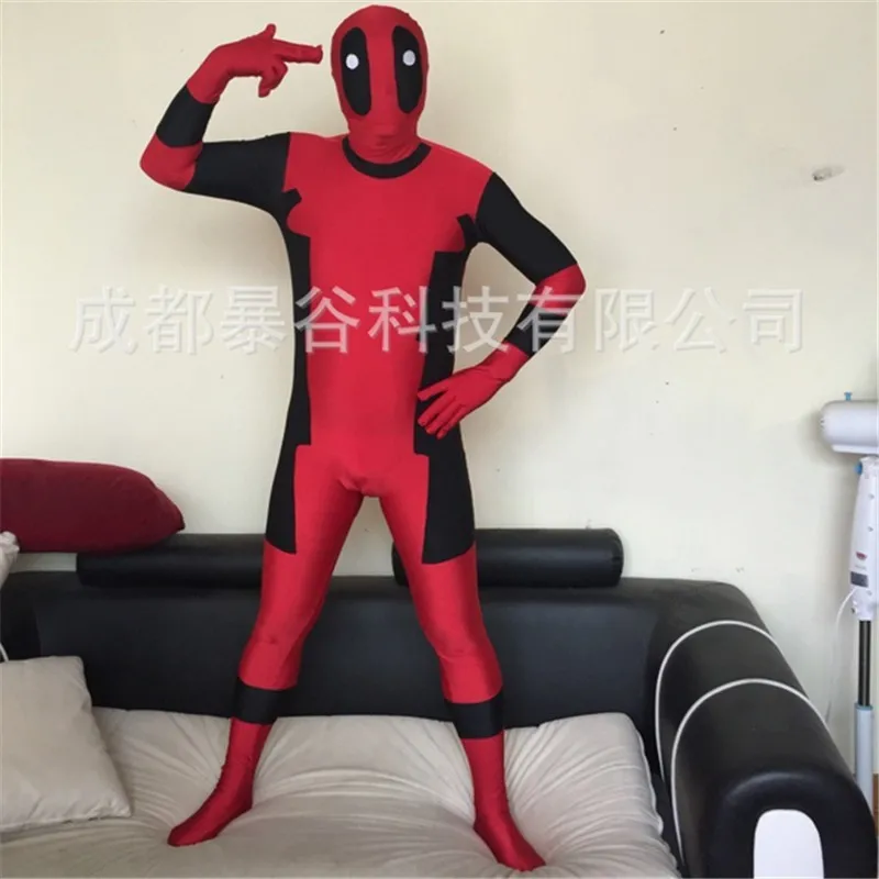 Высокое качество Красный взрослых Дэдпул Zentai костюм показывает супергероя Косплэй карнавал для вечеринки Mandy Хэллоуин Косплэй полный Средства ухода за кожей костюм