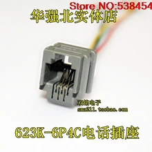 10 шт Позолоченные линии RJ11 телефонное гнездо 6P4C телефонное гнездо RJ11 с кристаллической головкой женские 623K 4-х ядерный