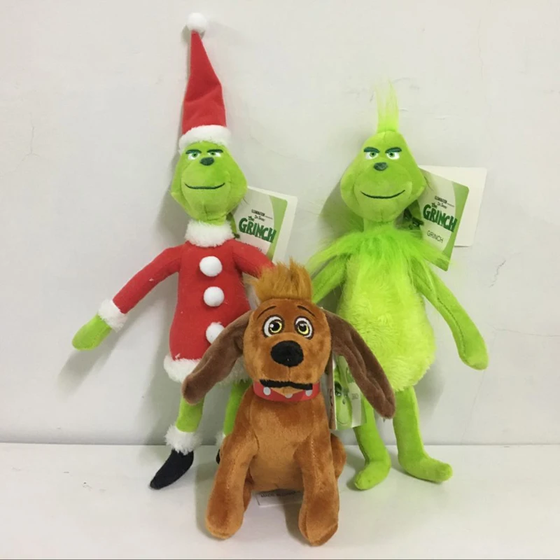 

3pcs/lot 18-40cm How the Grinch Stole Christmas Grinch Max Dog Plush Toy Doll Soft Stuffed Toys for Children Kids Xmas Gifts