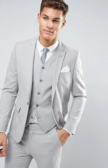 2018 Latest Coat Pant Designs Smoking Grey Tweed Double Breasted Men