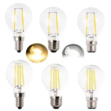 Ретро Светодиодный светильник накаливания E27 E14 B22 прозрачный стеклянный корпус светодиодный светильник Теплый/холодный белый 2 Вт 4 Вт G45 винтажная лампочка эдисона AC 220 В