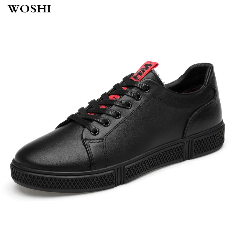 

Men Genuine Leather Shoes Warm Plush Winter Shoes Men lace up Flats Men Sneakers Moccasins Shoes Simple Stylish Male shoes k4
