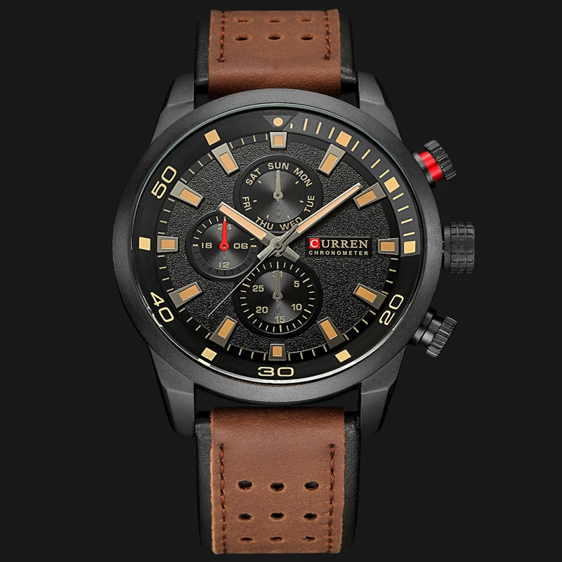 Новая мода повседневные брендовые водонепроницаемые кварцевые часы CURREN Мужские военные кожаные спортивные часы мужские часы Relogio Masculino
