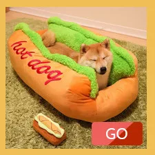 Funny Hot Dog Dog Bed Pet Cat Sofa Cushion Soft& Cozy Cat House Sleeping Bag Puppy Nest Kennel for Small Medium Pet Supplies