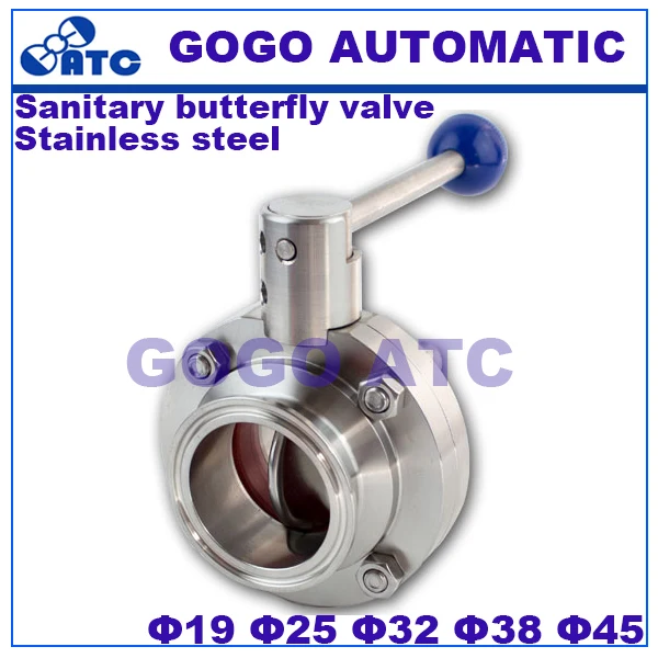 

Butterfly Valve SS304 Stainless Steel Sanitary Tri Clamp Butterfly Valve O.D 19 - 45 mm Homebrew Beer Dairy Butterfly Valve