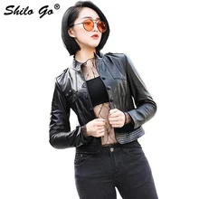 Шило GO кожаная куртка Женская Весенняя мода овчины Натуральная кожа пальто однобортный повседневное в сдержанном стиле мотоциклетная