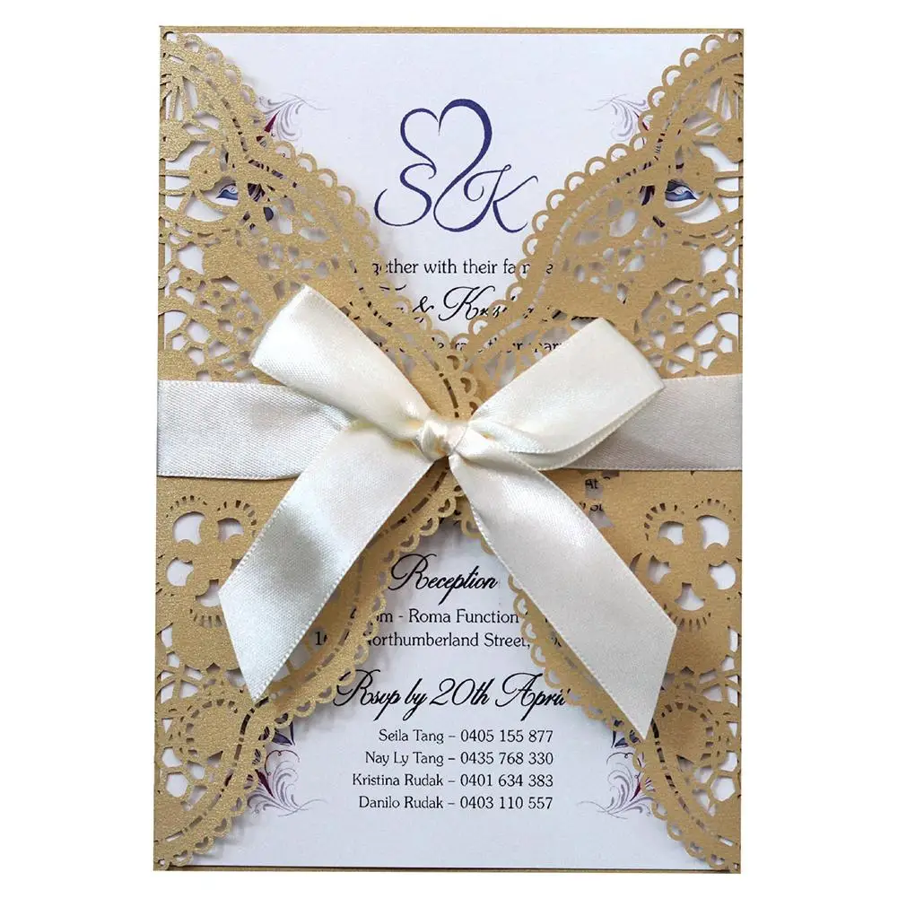  10pcs/set European Style Lace Wedding Invitations Cards Blue Color Laser Greeting Card Wedding Enga - 33031024172