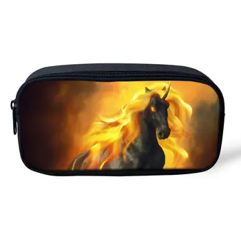 

THIKIN 3D Animals Crazy Horse Fashion Women Makeup Bag Customized Kids Zipper Pencil Case for Child School Supplies Stationery