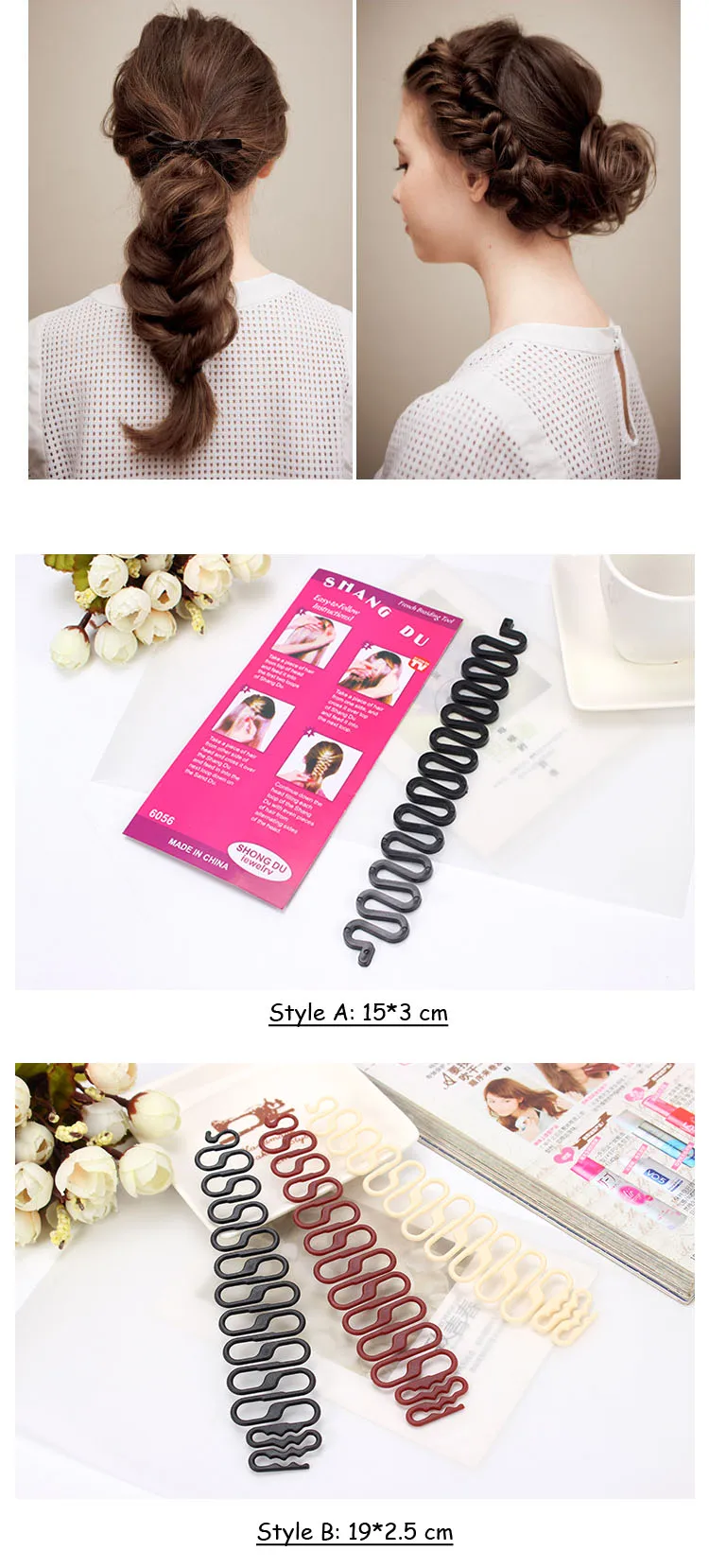 Women Lady French Hair Braiding Tool Braider Roller Hook With Magic Hair Twist Styling Bun Maker Hair Band Accessories (15)