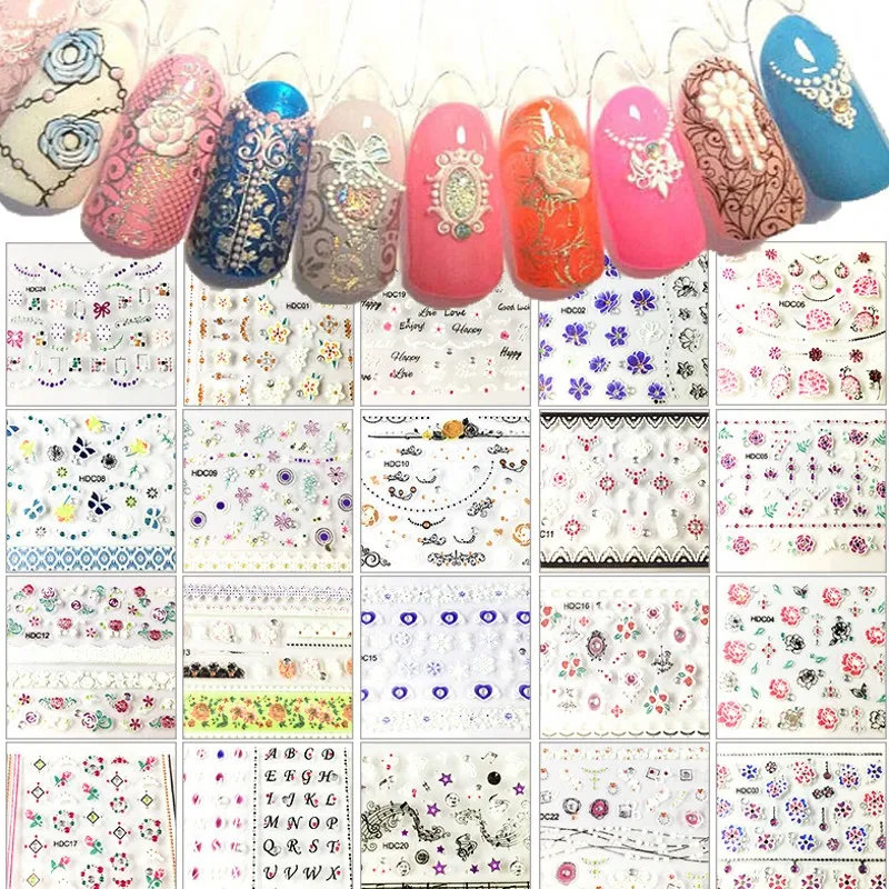 

24pcs/set DIY 3D Flower Nail Sticker Multi-designs Sticker adesivo de unha unhas Manicure Nail Decals Stickers NTL-40#
