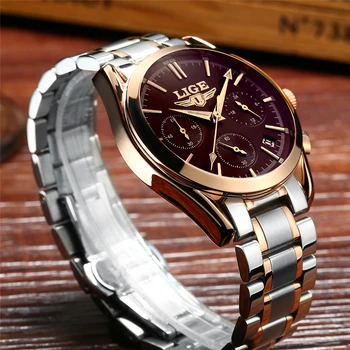 

LIGE Mens Watches Top Brand Luxury Full Steel Clock Sport Quartz Watch Men Casual Business Waterproof Watch Relogio Masculino