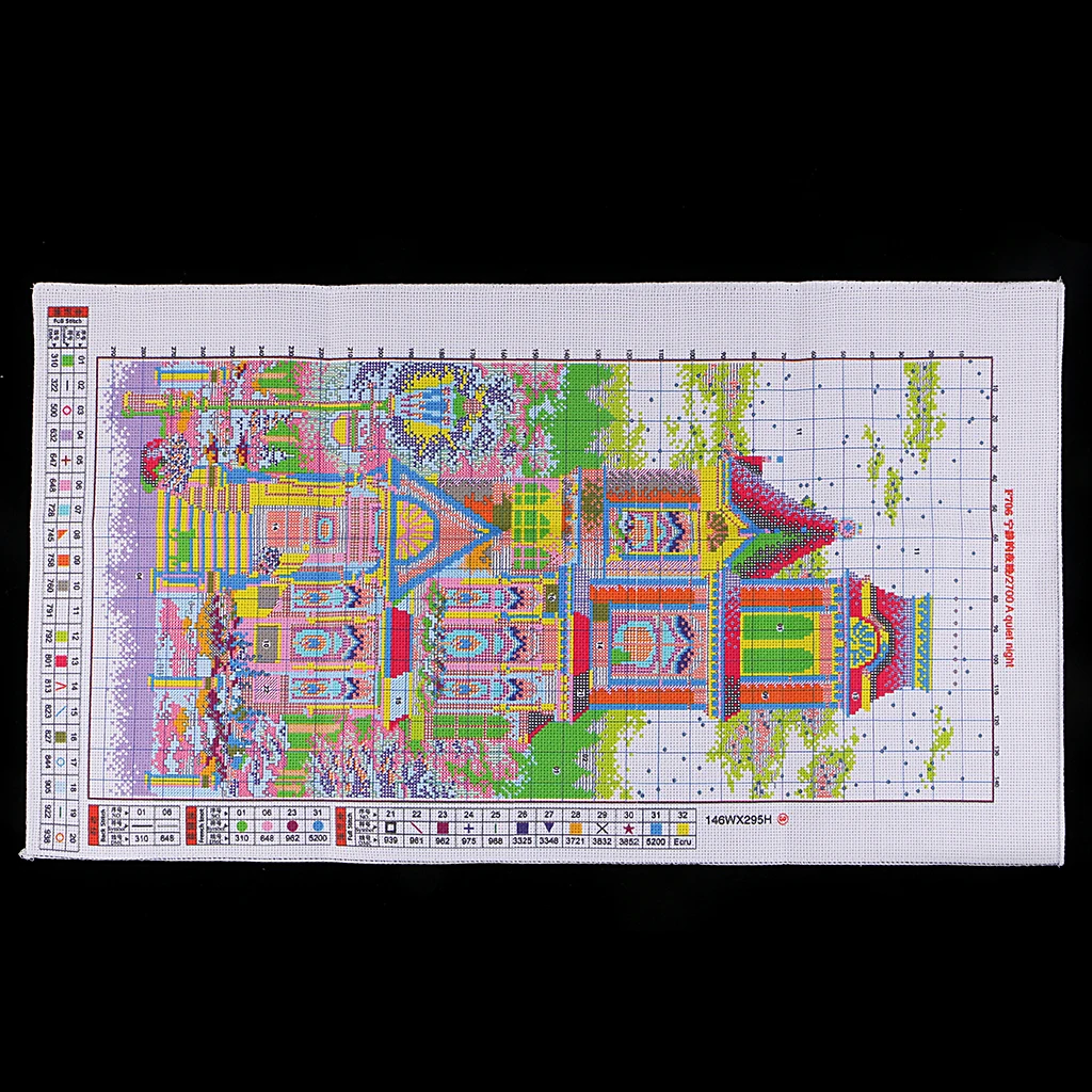 Stamped & Counted Cross Stitch Kit House Pattern 14CT Embroidery Needlecrafts