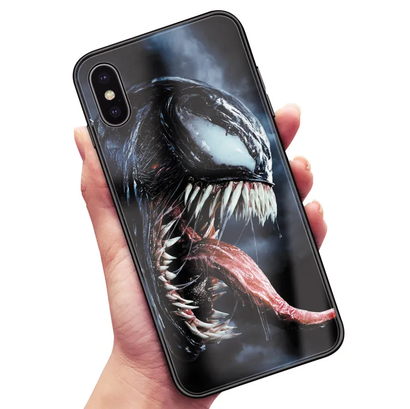 Venom Marvel роскошный гладкий Чехол для телефона, стеклянный Мягкий силиконовый чехол для iPhone 6 6s 7 8 Plus X XR XS 11 Pro max - Цвет: AE 1691