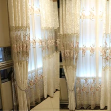 Европейский Стиль Вышивка Тюль лед бархат отвесные шторы для гостиной на заказ без затемнения занавески 001
