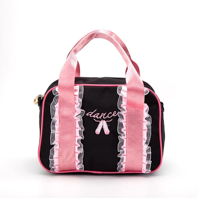 Girls Black Pink Ballet Bag Toddler Cute Dance Bags Pointe Shoe