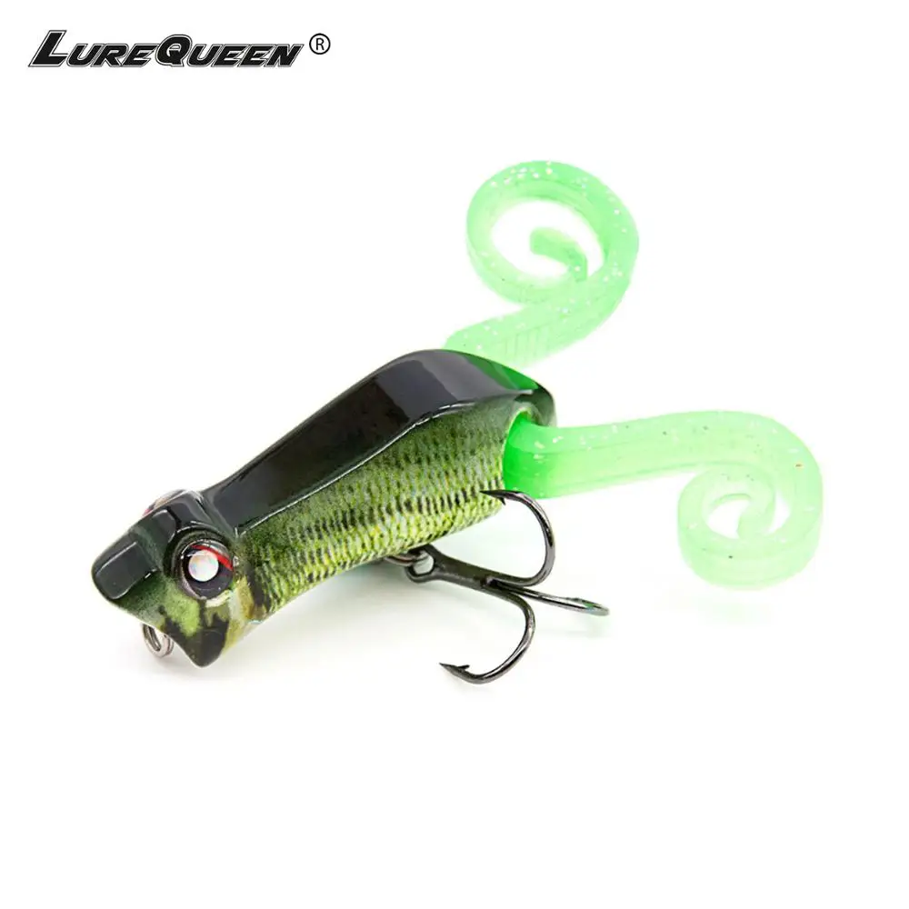 Lurequeen Topwater Frog Popper Fishing Lure 1pc Rubber Hard Fishing Lures Bass Spinner Bait